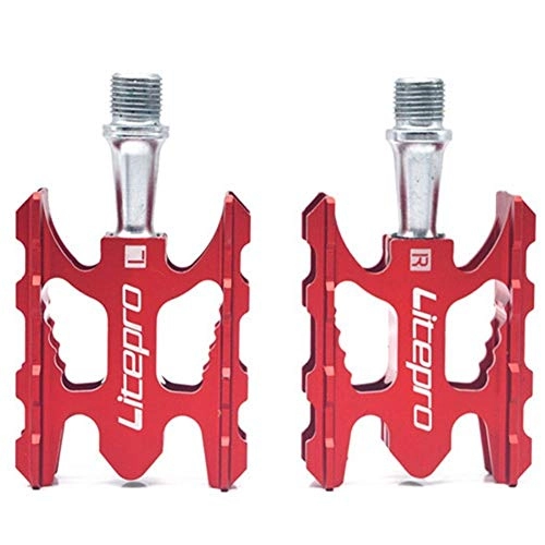 Pedali per mountain bike : LIANYG Pedali Bici MTB Mountain Bike Pedale K3 Lega Strada Bicicletta Pieghevole Ultraleggera in Alluminio 412 10, 8 * 6, 2 Millimetri Cuscinetto Pedale 442 (Color : Red)