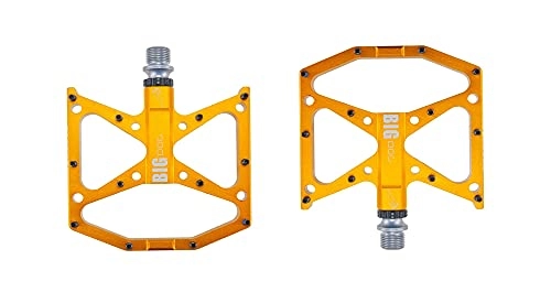 Pedali per mountain bike : LIANYG Pedali Bici Ultralight Flat Foot Mountain Bike Pedals MTB CNC in Lega di Alluminio sigillato 3 Cuscinetti Antiscivolo Pedali per Biciclette Pedali per Biciclette 442 (Color : Gold)