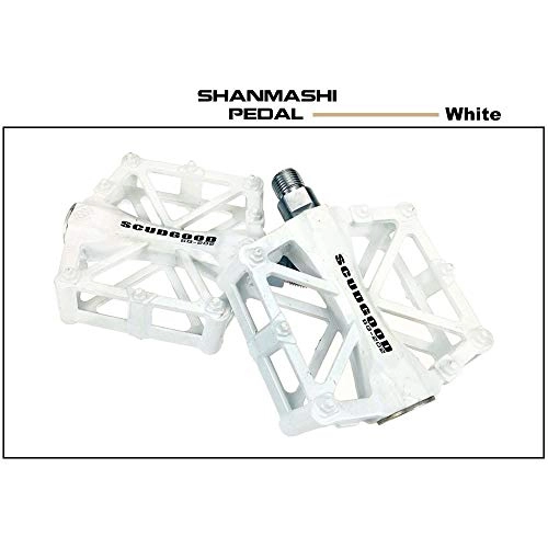 Pedali per mountain bike : LiChaoWen Pedale di Bicicletta Antiscivolo Alluminio Skid Pedane Dentate Mountain Bike Durevole Pedale 1 Fisso Pedali Bici da Strada (Color : White)