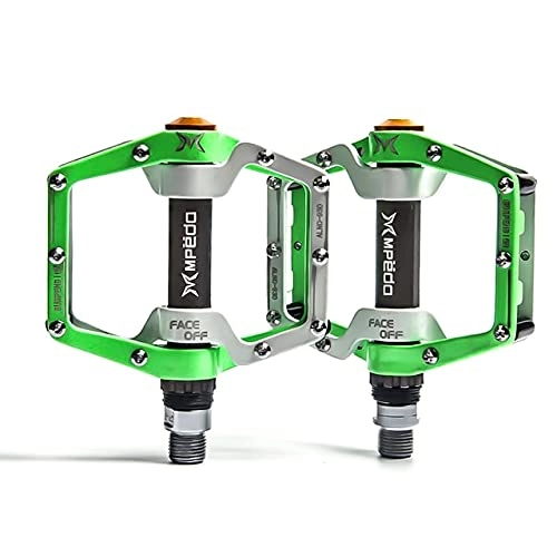 Pedali per mountain bike : LUOSHUO Pedali MTB CNC Pedale della Bici da Strada for Mountain Bike 2 Accessori for Biciclette for Biciclette Cuscinetto sigillato Pedali Flat MTB (Color : Green)