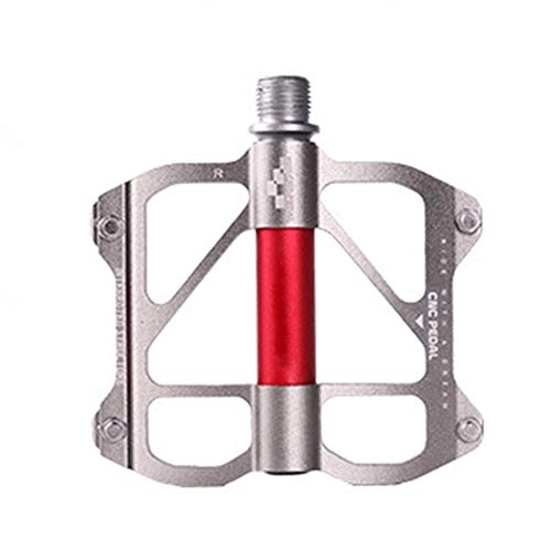 Pedali per mountain bike : MeiDao Pedale Bici Cuscinetto Pelin Mountain Bike Pedale Alluminio Bicicletta Outdoor Riding (Argento Rosso)