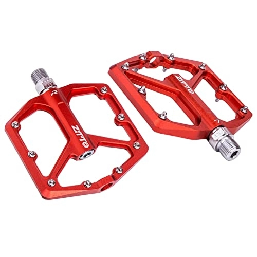 Pedali per mountain bike : Milageto Bicycle Mountain Bike Flat Pedals Cycling Aluminum Alloy Sealed Bearing 9 / 16" Lightweight Nop-Slip Pedal Red