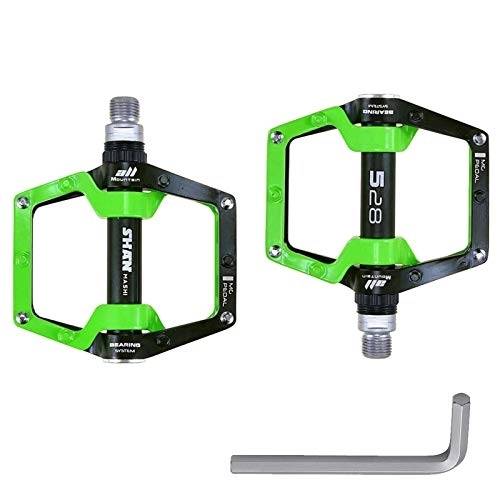 Pedali per mountain bike : MKKYDFDJ Pedali per mountain bike in lega di magnesio antiscivolo, cuscinetti in acciaio Cr-Moo, 9 / 16", con chiave a vite, accessori per bici BMX / MTB