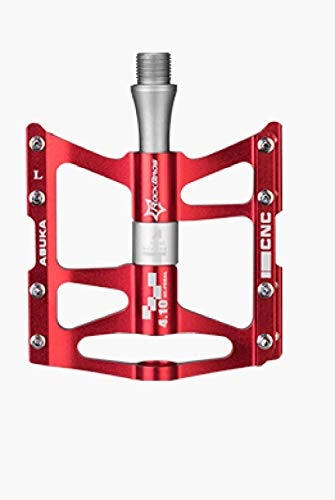 Pedali per mountain bike : Mountain bike aluminum alloy three Pelin pedal light weight road bike bearing pedal-Red (pair)