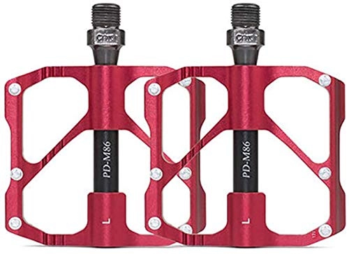 Pedali per mountain bike : MW Mountain Bike Strada della Bicicletta Pedali, Lega di Alluminio Antiscivolo Pedali della Bicicletta, Flat Biciclette Lega Pedali, con 3 Cuscinetti Sigillati, Rosso