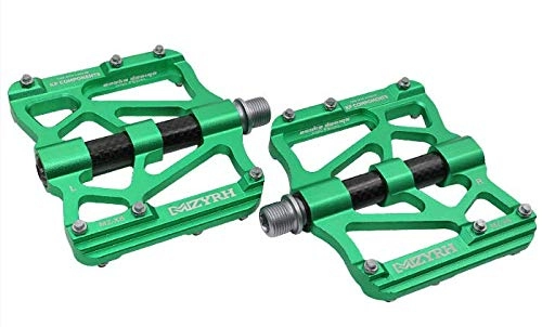 Pedali per mountain bike : Mzyrh Pedale per Bicicletta Pedale Universale in Lega di Alluminio Pedale per Mountain Bike con Tre Cuscinetti in Fibra di Carbonio Verde