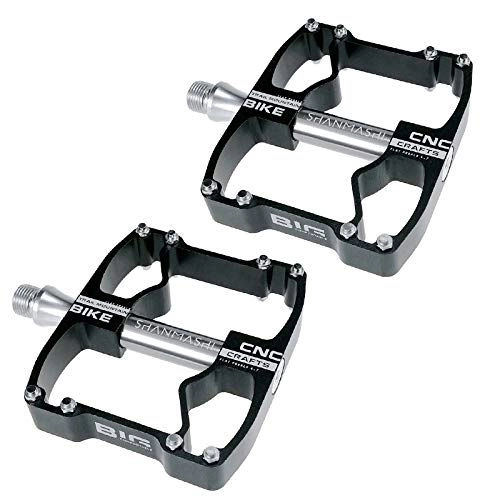 Pedali per mountain bike : Pedale della bicicletta della lega di alluminio del cuscinetto del pedale largo Anti-Skid Pedale della strada di MTB Mountain Bike Ciclismo Pedale Ultralight Parts BLACK - SILVER