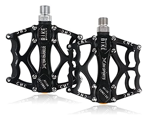 Pedali per mountain bike : Pedale della bicicletta, ultraleggero CNC. alluminio MTB. Pedali Mountain Bike Pedal Anti-slip Azionari Pedale Accessori per biciclette con struttura in metallo 9 / 16, design allargato, viti a doppia f