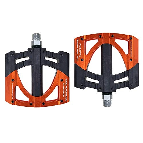 Pedali per mountain bike : Pedali Bicicletta, Pedale Per Bicicletta Antiscivolo, Pedale Per Mountain Bike Ultraleggero E Resistente Con 3 Cuscinetti Sigillati Pedali MTB BMX MTB Con Cuscinetto Filettato 9 / 16 ", Black orange