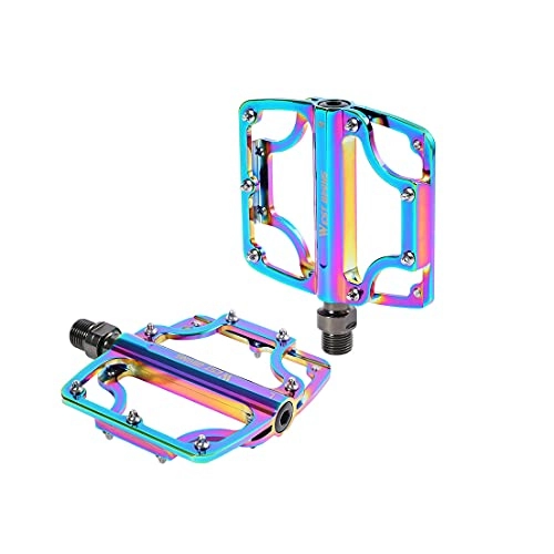 Pedali per mountain bike : Pedali da bicicletta MTB con 3 cuscinetti in lega di alluminio CNC, antiscivolo, pedali per mountain bike, bici da corsa, BMX, trekking con piattaforma grande, asse da 9 / 16 pollici