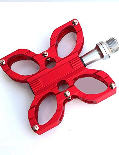 Pedali per mountain bike : Pedali Flat MTB Alluminio Antiscivolo Ultraleggero Pedali, Pedale mountain bike in lega di alluminio ultra leggero rosso