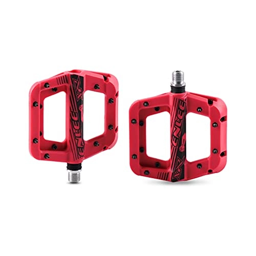 Pedali per mountain bike : Pedali per mountain bike in nylon, superficie anodizzata, pedali con perno antiscivolo in acciaio inossidabile e coperture di tenuta in lega di alluminio(Red)