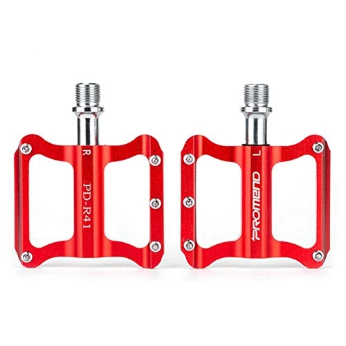 Pedali per mountain bike : SHOH, 1 paio di pedali per mountain bike, ultraleggeri, in alluminio, con perni antiscivolo, larghi pedali per bici da corsa BMX MTB Colore: rosso