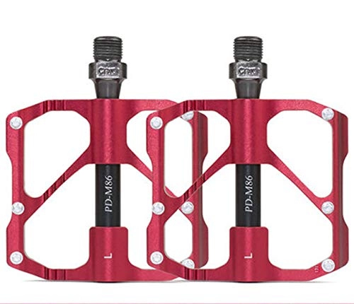 Pedali per mountain bike : Sport all'aperto Promend pedali di una bicicletta Mountain Bike road pedali antiscivolo ultra-leggera lega di alluminio 3 cuscinetti a sfera in bicicletta pedale accessori mtb ( Color : M86 MTB red )