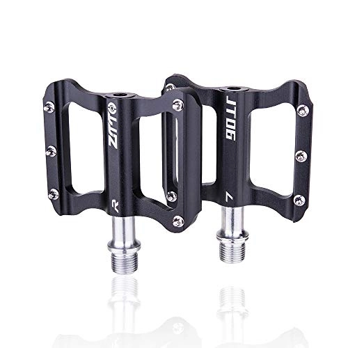 Pedali per mountain bike : SUUKAA Pedali Bicicletta Pedali MTB in Alluminio Anti-Slittamento Bici Pedali 9 / 16" Sealed Cuscinetto, Ultraleggeri Pedali Bici da Ciclismo Pedali per Bici MTB / BMX (Nero)