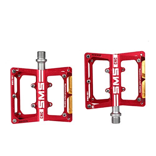 Pedali per mountain bike : Ultralight bicolore Ciclismo Mountain Bike piani della piattaforma Pedali antiscivolo Viti MTB biciclette 3 cuscinetti pedale Red