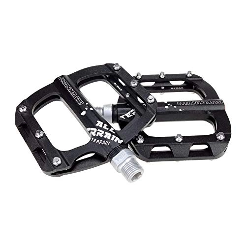 Pedali per mountain bike : WFEI Pedali della Bicicletta Grandi Pedali della Mountain Bike, Pedali di Alluminio della Piattaforma Ampia con Spilli Anti-Skid, 9 / 16"per La Bici da Montagna BMX MTB, Nero