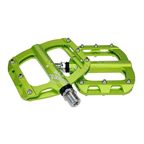 Pedali per mountain bike : WFEI Pedali della Bicicletta Grandi Pedali della Mountain Bike, Pedali di Alluminio della Piattaforma Ampia con Spilli Anti-Skid, 9 / 16"per La Bici da Montagna BMX MTB, Verde