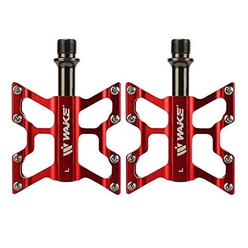 Pedali per mountain bike : Yagosodee Pedali per bici da strada MTB, in lega di alluminio CNC, Pedali per mountain bike, con 3 cuscinetti, 1 paio (rosso)