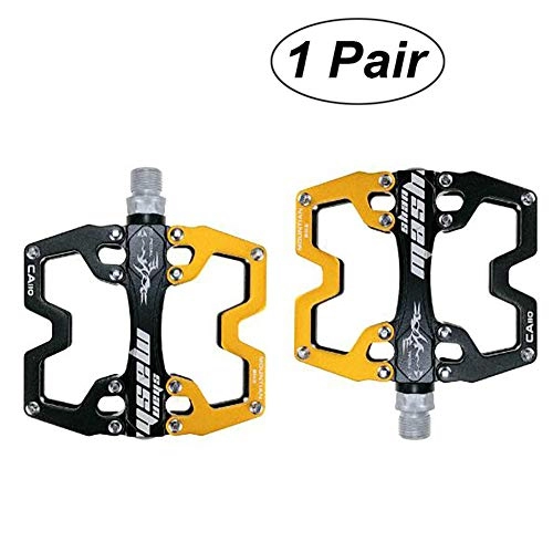 Pedali per mountain bike : Yajun Pedali Bici Piattaforma Ciclismo Flat Ultraleggera in Alluminio Cuscinetti 2du Struttura in Metallo Accessori Leggeri per Mountain Bike, Black-Yellow