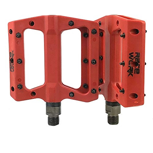 Pedali per mountain bike : YALESU Nylon Bike Pedali con Cuscinetto A Sfere, Nylon Rinforzato, Cuscinetti Sigillati Mountain Road in-Mold Lavorato CNC in Lega di Alluminio MTB Ciclismo, Rosso