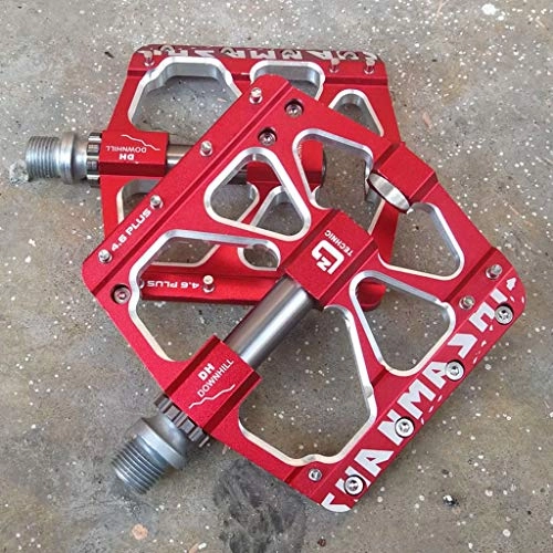 Pedali per mountain bike : YANBINYA Pedali per Bici, in Lega di Alluminio Antiscivolo 3 Cuscinetti Piattaforma Piatta per Bicicletta Pedali 9 / 16", per Bici Pieghevoli / Mountain / Bici da Strada / MTB / BMX(Rosso)