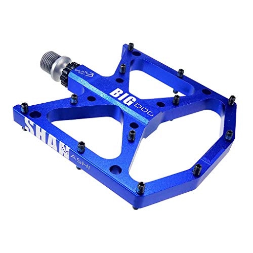 Pedali per mountain bike : YANBINYA Pedali per Bicicletta, 9 / 16 in Lega di Alluminio Leggera con 3 Cuscinetti Pedale Piatto per Piattaforma, per Mountain Bike / Bici da Strada / BMX / MTB(Blu)