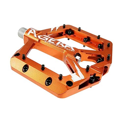 Pedali per mountain bike : YANBINYA Pedali per Mountain Bike, Lega di Alluminio Cuscinetti sigillati Antiscivolo Leggeri Pedali per Bicicletta Piattaforma Piatta, per MTB da Strada BMX 9 / 16"(Arancia)