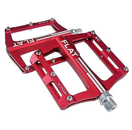 Pedali per mountain bike : YMZ - Pedale per mountain bike, ultra leggero, in lega di alluminio, con pedale, antiscivolo, colore: rosso