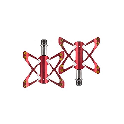 Pedali per mountain bike : Yougou01 Pedale della Bicicletta, Pedali Mountain Bike a Tre Pale, Materiale Leggero e Resistente in Lega di Alluminio, Design Elegante (Blu / Oro / Grigio / Rosso) (Color : Red)
