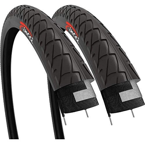 Pneumatici per Mountain Bike : Fincci Coppia 26 x 1.95 Policci 50-559 Pieghevole Slick Pneumatici Copertoni per Strada MTB Montagna Ibrida Bici Bicicletta (Confezione da 2)