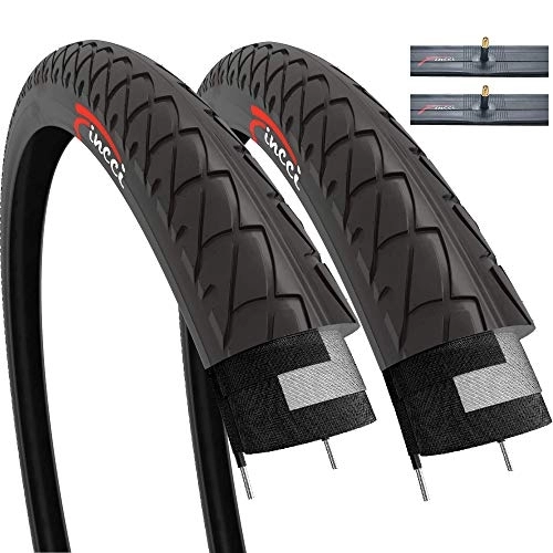 Pneumatici per Mountain Bike : Fincci Set Copertone 26x2.125 Pollici 54-559 Pneumatico Pieghevole con Schrader Valvole Interne Camera daria per Strada MTB Gomme Slick Mountain Bike Ibrida Bici Stradale Corsa Bicicletta Coperton