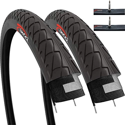 Pneumatici per Mountain Bike : Fincci Set Coppia Copertoni 26x2.125 Pollici 54-559 Pneumatico con Presta Valvole Interne Camera daria per Strada MTB Gomme Slick Mountain Bike Ibrida Bici Stradale Corsa Copertone 26 x 2.125