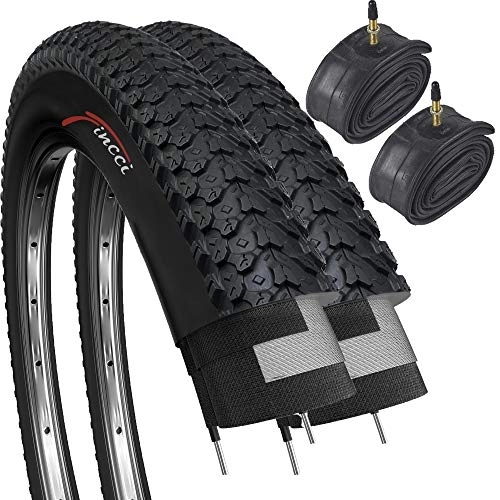 Pneumatici per Mountain Bike : Fincci Set Coppia Copertoni 26x2.125 Pollici 57-559 Pieghevole Pneumatico 26 ruote MTB Copertone Gomme con Presta Valvole Interne Camera d Aria per Bici Corsa Mountain Bike Bicicletta Confezione da 2