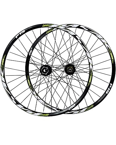 Ruote per Mountain Bike : 26 / 27.5 / 29 Pollici Mountain Bike Wheelset Cerchi in Lega A Doppia Parete Ruote Bici A Sgancio Rapido Freno A Disco 7-11 velocità Valvola Americana, Verde, 27.5 inch