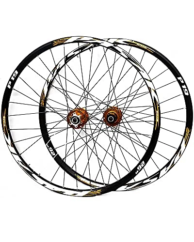 Ruote per Mountain Bike : 26 / 27.5 / 29"Ruote per Mountain Bike Cerchi in Lega A Doppia Parete 32H Cuscinetto Sigillato Mozzo Freno A Disco Sgancio Rapido 7-11 velocità, d'oro, 26 Inches