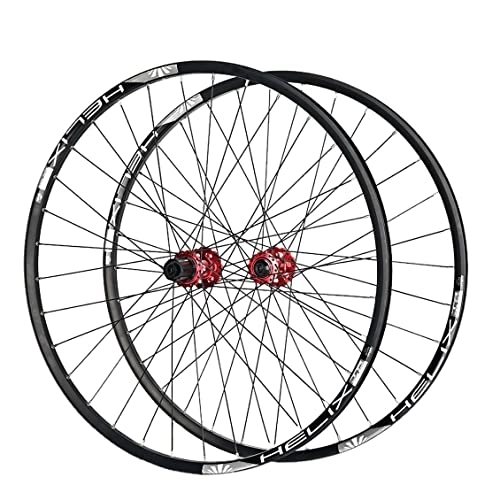 Ruote per Mountain Bike : 26 / 27.5 / 29" Wheelset MTB Cerchi Biciclette a Doppia Parete Rilascio rapido Disco Cuscinetto Freno Ruota del Freno 8 9 10 11 Speed ​​Cassetta Bicicletta MTB Wheel (Color : Red, Size : 26 inch)