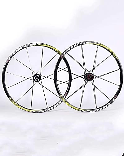 Ruote per Mountain Bike : 26 / 27.5" Ruote Mountain Bike Cerchi in Lega A Doppia Parete Anteriore 2 Posteriore 5 Cuscinetti Mozzo 24H Volani A Sgancio Rapido 7-11 velocità, Giallo, 26 Inches