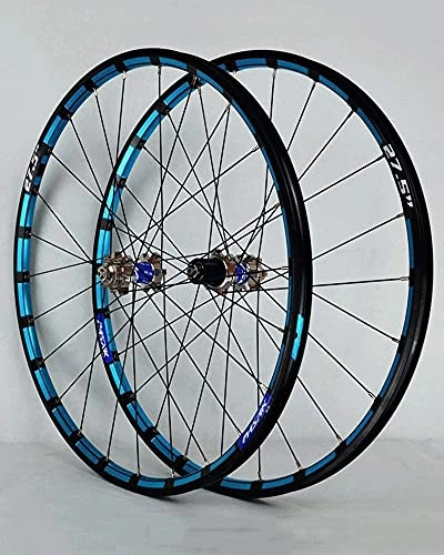 Ruote per Mountain Bike : 26 / 27.5"Ruote per Mountain Bike Cerchi in Lega A Doppia Parete Freno A Disco 24H Ruote Anteriori E Posteriori per Bicicletta Sgancio Rapido Mozzi 7-12 velocità, Titanium Blue, 26 Inches