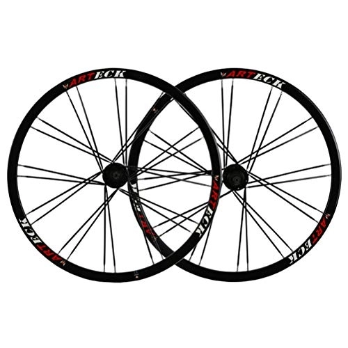 Ruote per Mountain Bike : 26 Pollici Set Di Ruote For Mountain Bike Cerchio MTB In Lega Di Alluminio A Doppia Parete Rilascio Veloce Freno A Disco 24H 7-10 Velocità (Color : Schwarz)