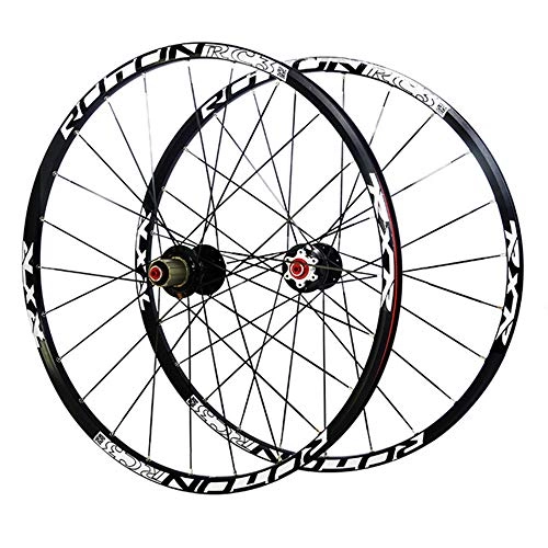 Ruote per Mountain Bike : 26 pollici Set ruote mountain bike MTB Mozzo Fibra carbonio doppia parete rim Freno disco Rilascio rapido Montagna Bicicletta Coppia ruote anteriore posteriore, 9 / 10 / 11 Velocità Set ruota libera, Nero