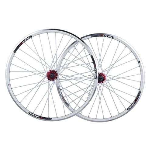 Ruote per Mountain Bike : 26 Set di Ruote per Bicicletta, Cerchio MTB a Doppia Parete per Bici a Sgancio Rapido V-Brake Ibrido / Mountain Bike Foro Disco 8 9 10 velocità per Esterni (Color : White, Size : 26inch)