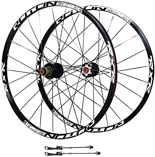 Ruote per Mountain Bike : Auoiuoy Wheelset per Biciclette, 26 / 27.5 / 29 Pollici, Mountain Bike Wheels Doppia Parete MTB, Freno a Disco Ultraleggero Fibra Carbonio 24h 9 / 10 / 11 Mozzo per Biciclette velocità, Black-26inch