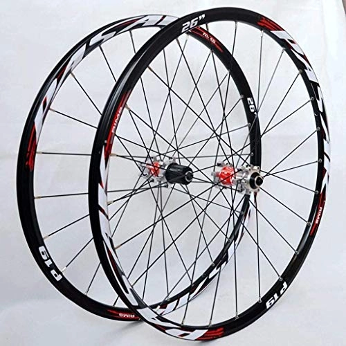 Ruote per Mountain Bike : BZLLW Ruota di Bicicletta, MTB Bike Wheel Set 26 / 27.5Inch Mountain Bike Wheels Double Wall Dischi Cassette Hub Bearing sigillato Freno a Disco a Barre 7-11 velocità (Color : A-Red, Size : 27.5)