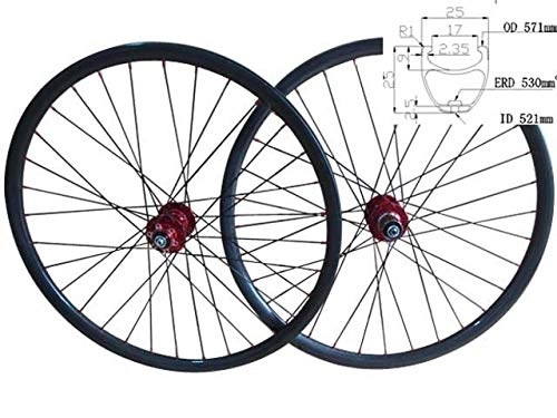 Ruote per Mountain Bike : FidgetGear CSC - Set di Ruote in Carbonio per Mountain Bike, 26 Pollici, mozzo QR / Thru ASSE 12 x 142 mm, ASSE da 12 mm