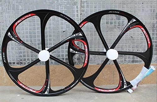 Ruote per Mountain Bike : FidgetGear - Set di Ruote per Mountain Bike, 66 cm, Freno a Disco 8 / 9 / 10 velocità W / QR (Nero)