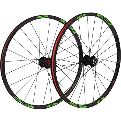 Ruote per Mountain Bike : FREEDOH 26 / 27, 5 Pollici 24 Fori Ruota Mountain Bike Cerchi Bici MTB Cerchio Lega Alluminio Doppio Strato Ultraleggero 2 Anteriori Dopo 5 Cuscinetti 8 / 9 / 10 / 11 velocità Compatibili, Verde, 27.5inch