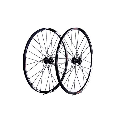 Ruote per Mountain Bike : FREEDOH 26 / 27, 5 Pollici 28 Fori Ruota Mountain Bike Set Ruote a Sgancio Rapido Bici MTB Cerchi in Alluminio Doppio Strato Anteriori 2 Posteriori 4 Cuscinetti velocità 7 / 8 / 9 / 10 / 11, Nero, 26inch