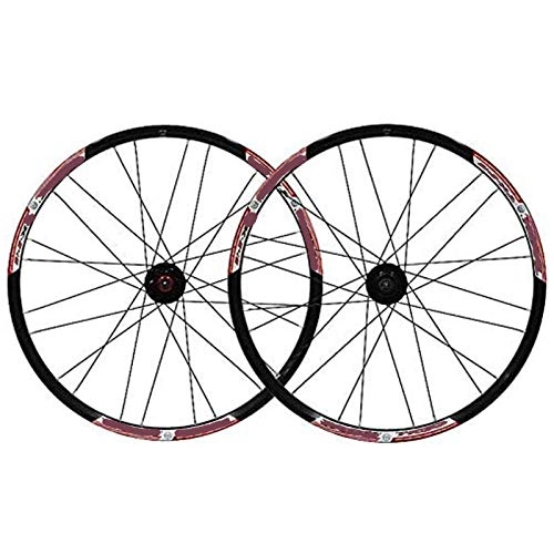 Ruote per Mountain Bike : FREEDOH Ruota Mountain Bike 24 Pollici 24 Fori Cerchi a Sgancio Rapido Bici MTB Freni a Disco con Volano Cassetta in Lega Alluminio a Doppia Parete Cerchi 7 / 8 / 9 velocità Compatibili, Red b