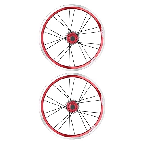 Ruote per Mountain Bike : Fupei Set di Ruote con Freno a cerchione per Bici, Set di Ruote con Freno a Disco a 5 velocità per Mountain Bike da Strada(Rosso)